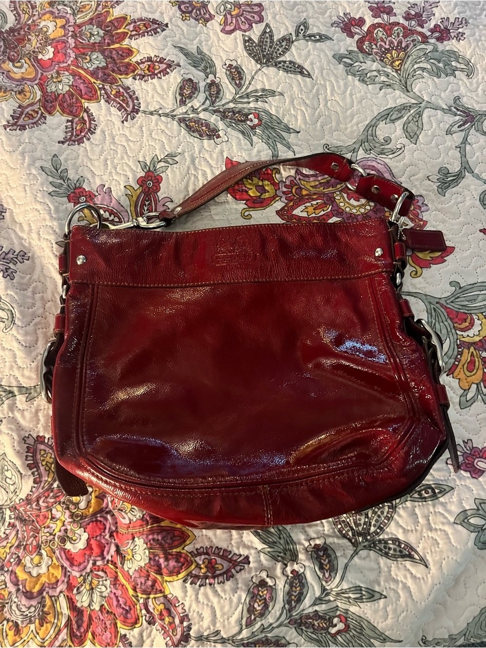 Vintage Women’s Y2K Coach Red Leather Purse Shoulder Bag Chained F12776 MINT